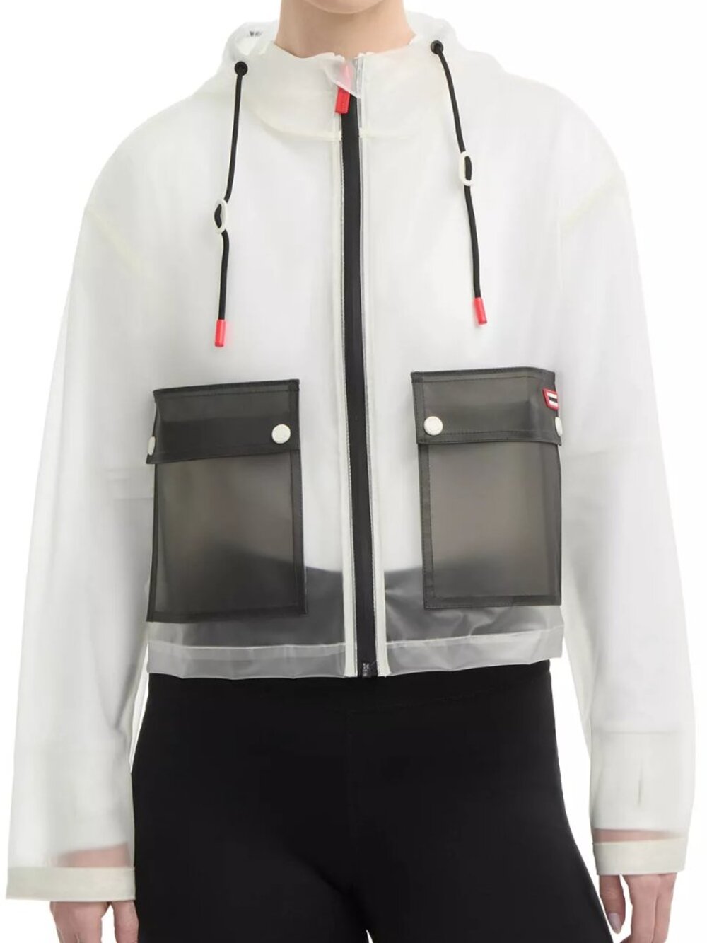 Hunter Matte Transparent PVC Hooded Cropped Rain Fall Winter Work School Office
